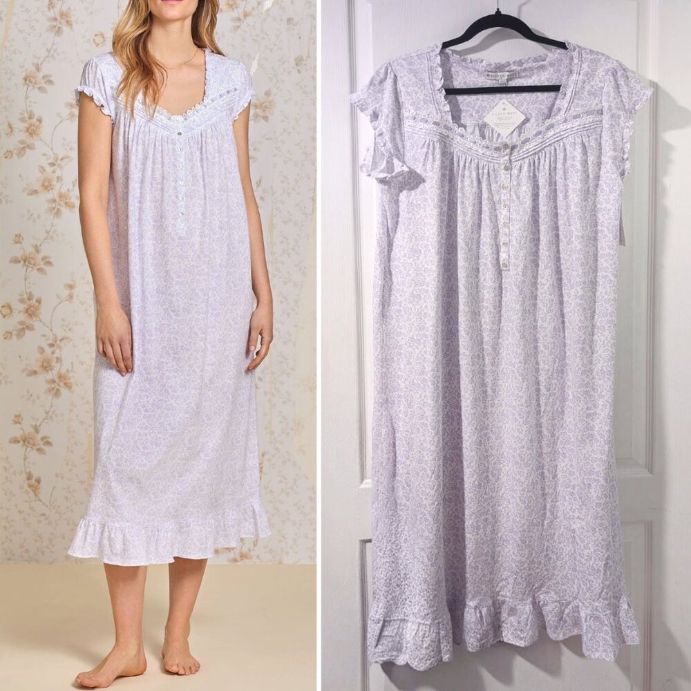 Eileen West | Lilac Posy Cotton Knit Ballet Nightgown